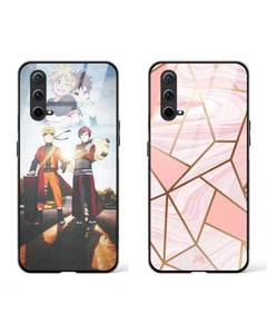 Pink Marble Kages Glass Case Phone Cover Combo (OnePlus)