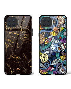 Spacing Gold Marble Glass Case Phone Cover Combo (Oppo)