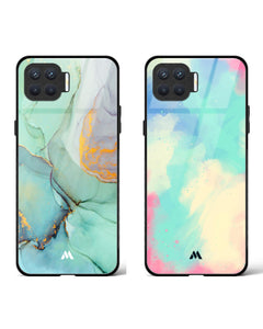 Vibrant Green Marble Cloudburst Glass Case Phone Cover Combo (Oppo)