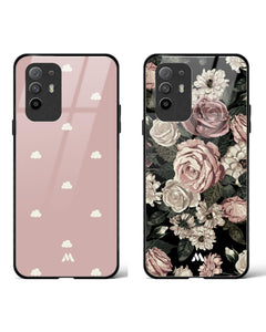 Floral Rain Clouds Glass Case Phone Cover Combo (Oppo)
