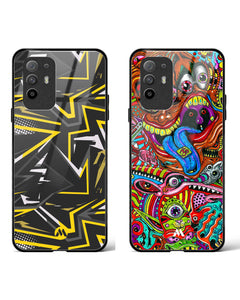 Psychedelic Abstraction Glass Case Phone Cover Combo (Oppo)