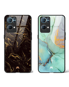 Green Gold Marble Glass Case Phone Cover Combo (Oppo)