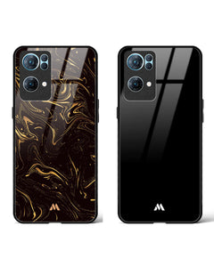 All Black Gold Marble Glass Case Phone Cover Combo (Oppo)