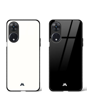 All Black White Glass Case Phone Cover Combo (Oppo)