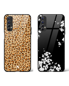 Midnight Leopard Dahlias Glass Case Phone Cover Combo (Realme)