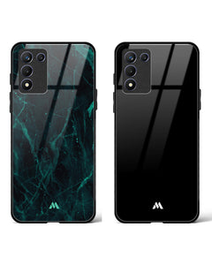 All Black Creative Marble Glass Case Phone Cover Combo (Realme)