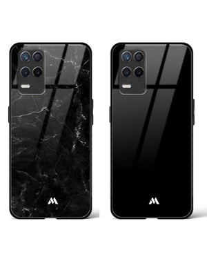 All Black Marquina Marble Glass Case Phone Cover Combo (Realme)