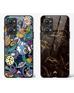 Black Gold Spacing Out Glass Case Phone Cover Combo (Realme)