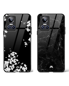 Marquina Dahlias Midnight Glass Case Phone Cover Combo (Realme)