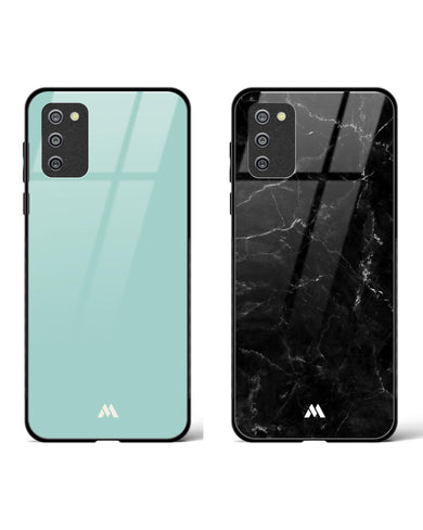 Marquina Black Marble Sage Glass Case Phone Cover Combo (Samsung)