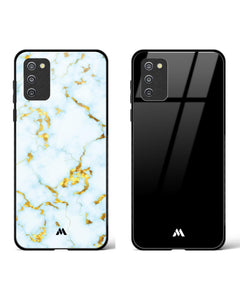 All Black White Marble Glass Case Phone Cover Combo (Samsung)