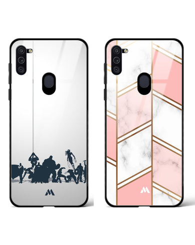 Marble Columns Gold Pink Glass Case Phone Cover Combo (Samsung)