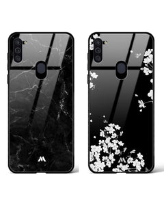 Dahlias Midnight Marquina Black Glass Case Phone Cover Combo (Samsung)
