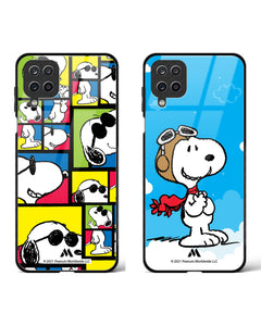 Flying Ace Snoopy Peanuts Glass Case Phone Cover Combo (Samsung)