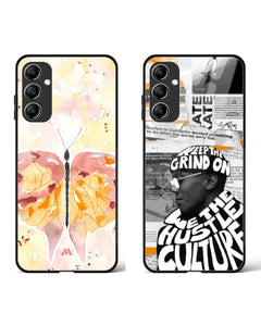 Hustle Culture Quirky Butterfly Glass Case Phone Cover Combo (Samsung)