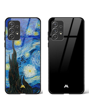 All Black Starry Night Glass Case Phone Cover Combo (Samsung)