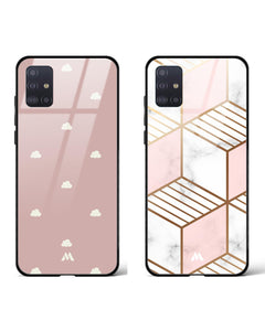 Hexagons Gold Pink Glass Case Phone Cover Combo (Samsung)