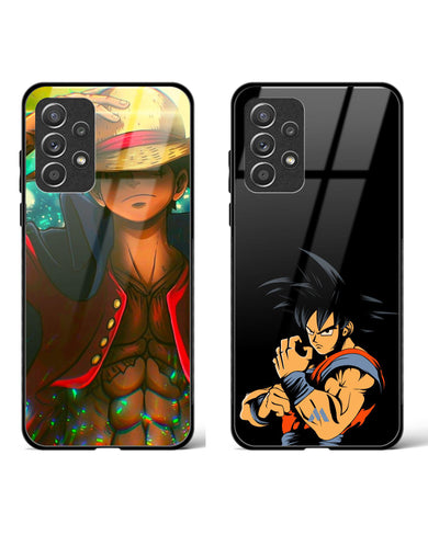 Goku Monkey Luffy Glass Case Phone Cover Combo-(Samsung)