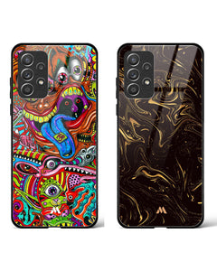 Black Gold Psychedelic Glass Case Phone Cover Combo (Samsung)