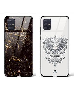 Gemini Black Gold Glass Case Phone Cover Combo (Samsung)