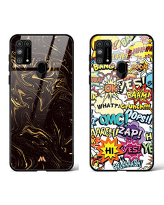 Comic Overload Black Gold Glass Case Phone Cover Combo (Samsung)