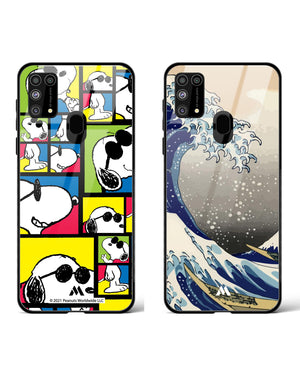 Great Wave Joe Cool Glass Case Phone Cover Combo (Samsung)