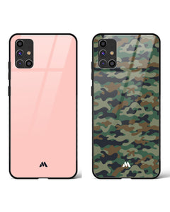Camouflage Salmon Pink Glass Case Phone Cover Combo (Samsung)