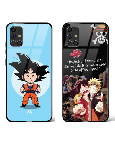 Naruto Luffy Dragonball Goku Glass Case Phone Cover Combo-(Samsung)