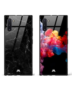 Ink Burst Marquina Marble Glass Case Phone Cover Combo (Samsung)