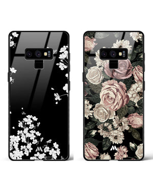 Floral Midnight Dahlias Glass Case Phone Cover Combo (Samsung)