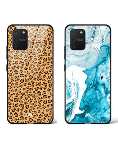 Blue Marble Leopard Print Glass Case Phone Cover Combo (Samsung)