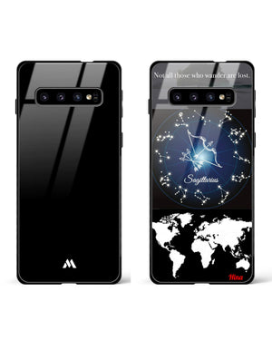 Sagittarius in All Black Glass Case Phone Cover Combo (Samsung)