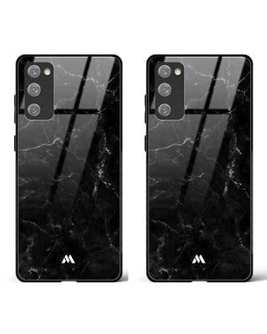 Marquina Black Marble Glass Case Phone Cover Combo-(Samsung)