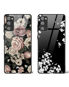 Midnight Floral Bouquet Glass Case Phone Cover Combo (Samsung)