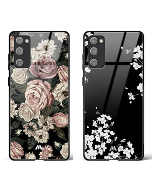 Midnight Floral Bouquet Glass Case Phone Cover Combo-(Samsung)