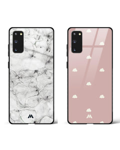 Rain Clouds White Marble Glass Case Phone Cover Combo (Samsung)