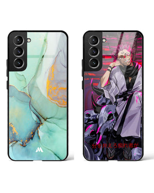 Ryomen Green Marble Glass Case Phone Cover Combo-(Samsung)