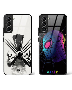 Spiderman Wolverine Glass Case Phone Cover Combo (Samsung)