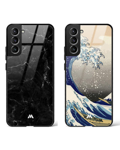 Great Wave Marble Glass Case Phone Cover Combo (Samsung)