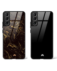 All Black Gold Glass Case Phone Cover Combo (Samsung)