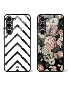 Midnight Bouquet Zig-Zags Glass Case Phone Cover Combo (Samsung)