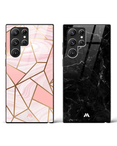 Pink Liquid Marble Glass Case Phone Cover Combo (Samsung)