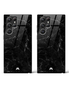 Double Black Marble Glass Case Phone Cover Combo (Samsung)