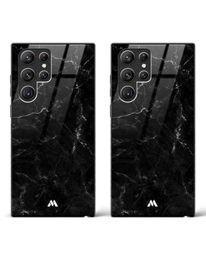 Double Black Marble Glass Case Phone Cover Combo-(Samsung)