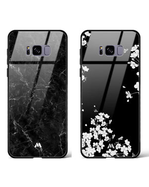 Dahlias Portoro Marble Glass Case Phone Cover Combo (Samsung)