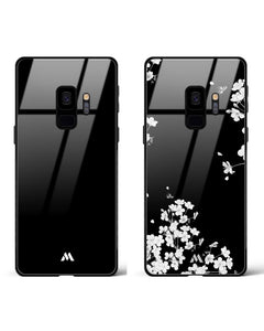 Midnight Dahlias All Black Glass Case Phone Cover Combo (Samsung)