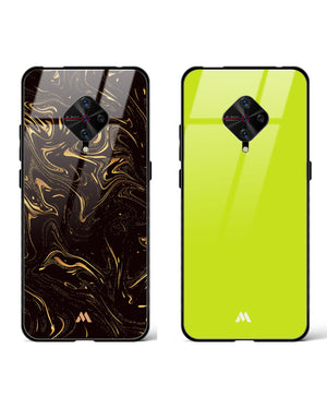 Lime and Gold Marble Fusion Glass Case Phone Cover Combo (Vivo)