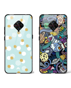Spaced Glitter Confetti Glass Case Phone Cover Combo (Vivo)