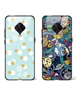 Spaced Glitter Confetti Glass Case Phone Cover Combo-(Vivo)