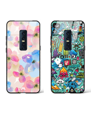 Dang Watercolor Daisies Glass Case Phone Cover Combo-(Vivo)